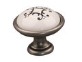 Design meubelknop Venice rond oud zilver en porselein