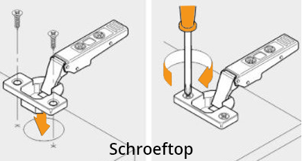 Schroeftop scharnier